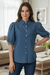Classic Denim Shirt with Button Down Front for Effortless Style and Comfort 0