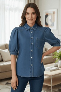 Classic Denim Shirt with Button Down Front for Effortless Style and Comfort 0