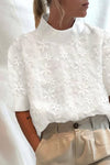 Classic Embroidered Hip-Length Top for Timeless Elegance and Versatile Style 0