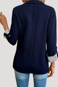 Classic Tailored Blazer with Roll-Up Sleeves for Versatile Style 1