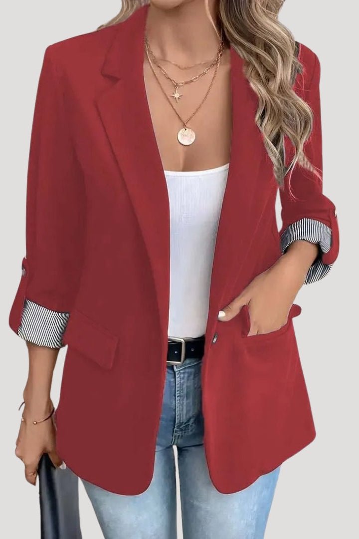 Classic Tailored Blazer with Roll-Up Sleeves for Versatile Style 2