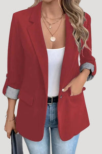 Classic Tailored Blazer with Roll-Up Sleeves for Versatile Style 2
