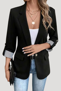 Classic Tailored Blazer with Roll-Up Sleeves for Versatile Style 5