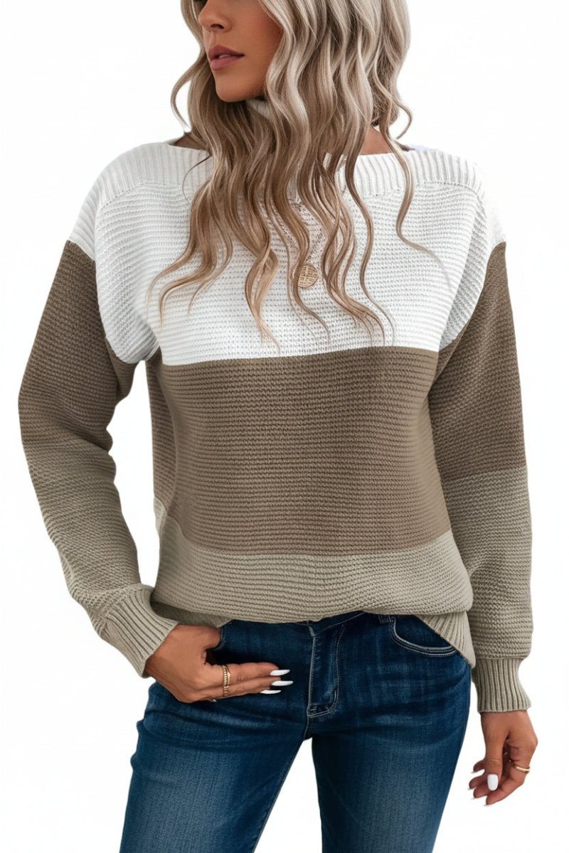 Color-Block Turtleneck Sweater for Stylish Winter Warmth and Comfort 12
