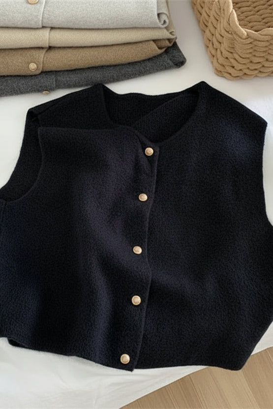 Comfortable Sleeveless Button-Up Crop Vest for Effortless Style 3