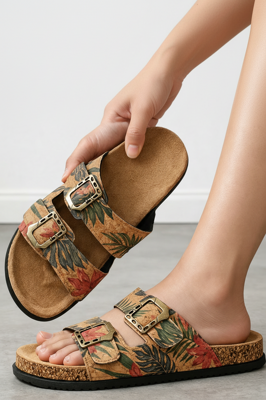 Tropical Buckle Beach Slippers for Casual Summer Wear