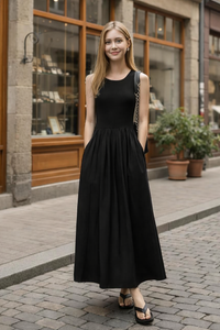 Vintage Pleated Halter Neck Midi Dresses