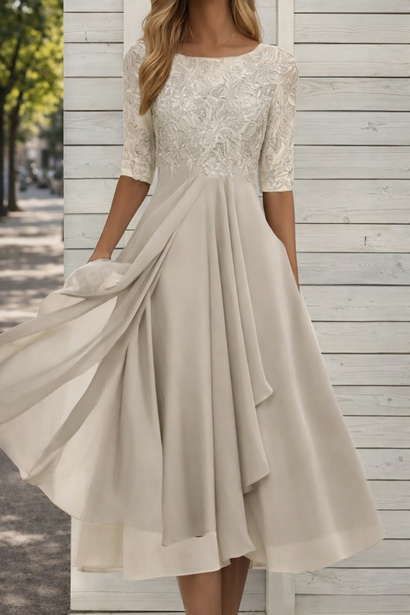 High Waist Flared Midi Dress