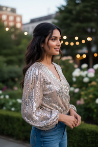 Sequin Party Top with Long Sleeves