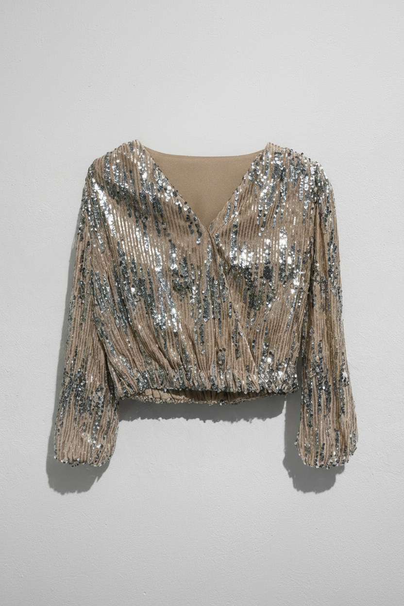 Sequin Party Top with Long Sleeves