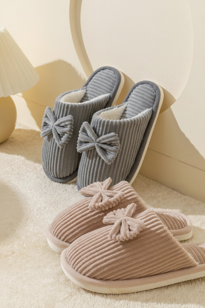Cozy Bow Slippers - Lightweight and Soft Indoor Footwear for Fall/Winter 3