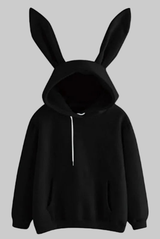Cozy Casual Hoodie with Playful Rabbit Ear Accent 2