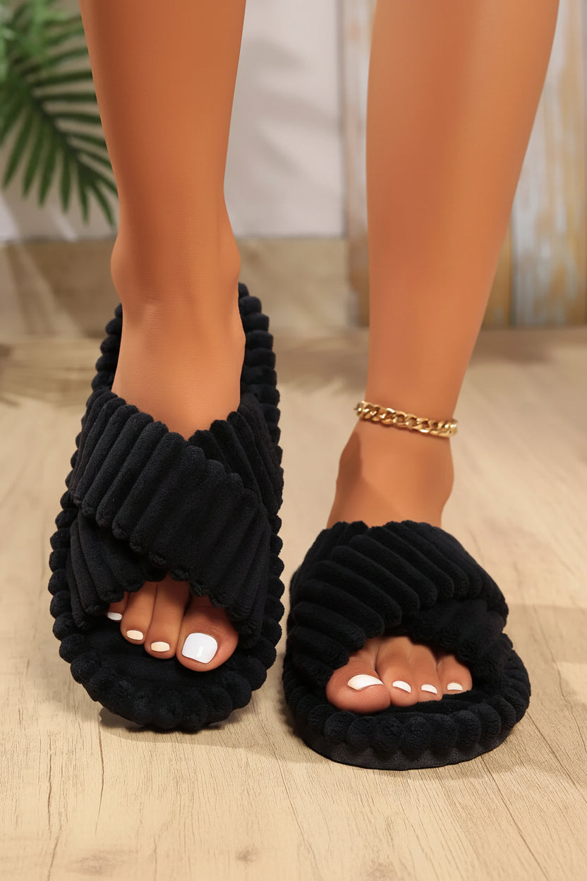 Cozy Corduroy Slippers with Butterfly-Knot Design & Anti-Slip EVA Sole 11