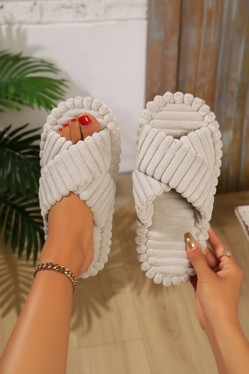 Cozy Corduroy Slippers with Butterfly-Knot Design & Anti-Slip EVA Sole 6