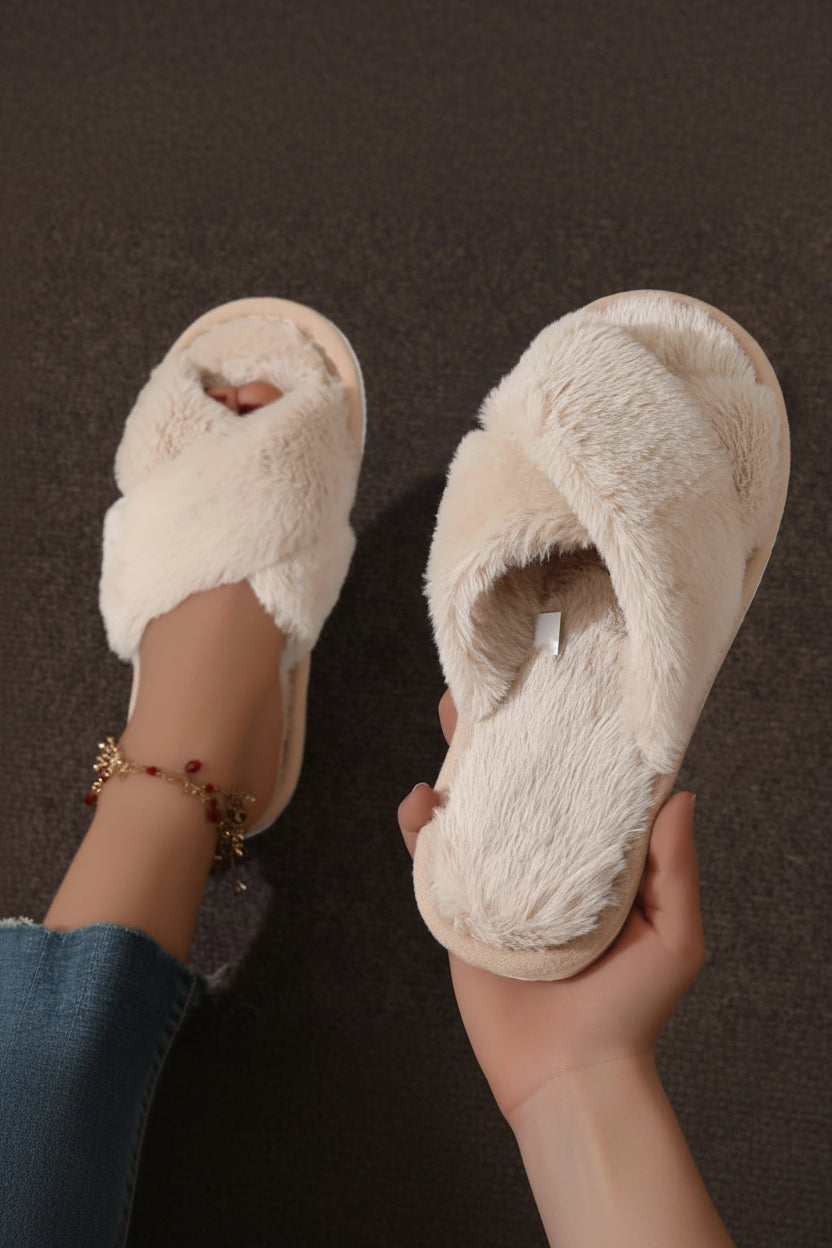 Cozy Furry Slippers - Lightweight Open Toe Non-Slip Home Slides 0