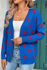 Cozy Open Heart Sweater with Playful Strawberry Print for Effortless Style 2