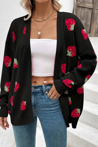 Cozy Open Heart Sweater with Playful Strawberry Print for Effortless Style 4