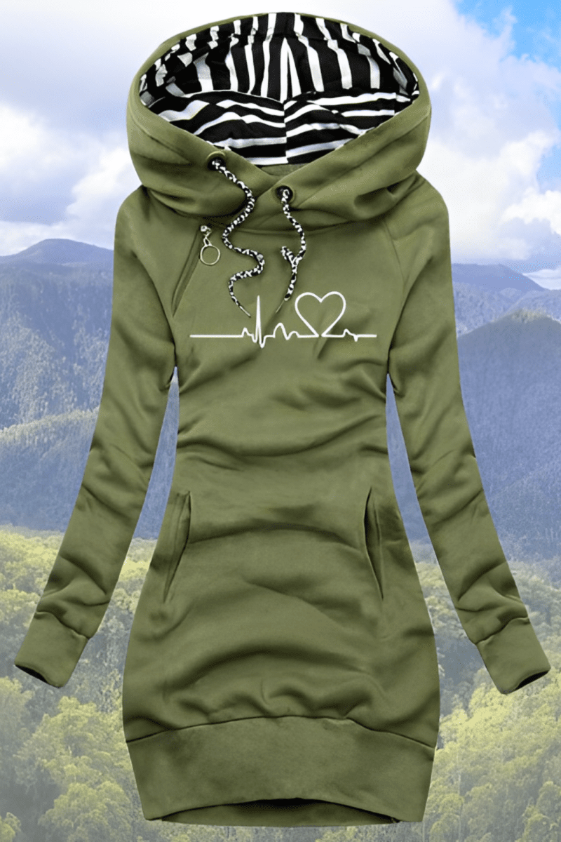 Cozy Oversized Hoodie with Bold Heartbeat Graphic 0