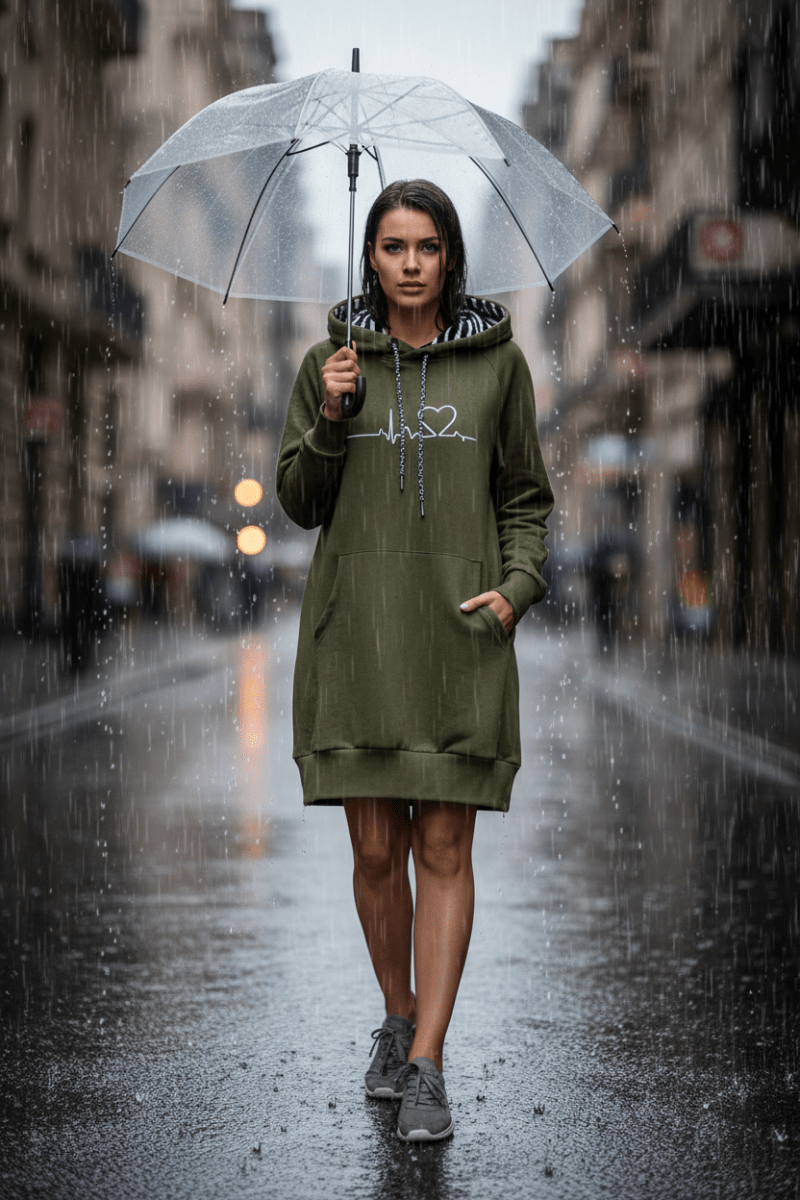 Cozy Oversized Hoodie with Bold Heartbeat Graphic 2
