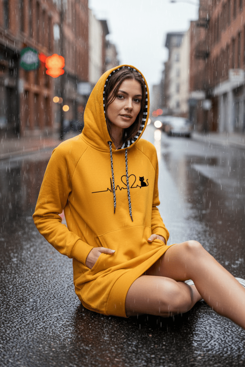 Cozy Oversized Hoodie with Bold Heartbeat Graphic 3