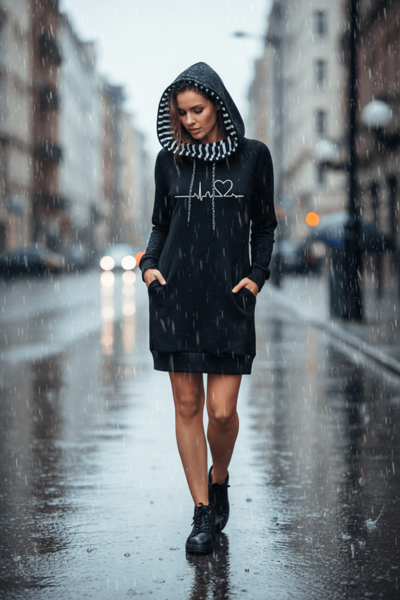 Cozy Oversized Hoodie with Bold Heartbeat Graphic 4