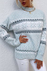 Cozy Snowflake Knit Sweater with Elegant Turtleneck 4