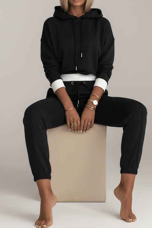 Cozy Tracksuit Set with Hoodie and Drawstring Pants for Effortless Style 0