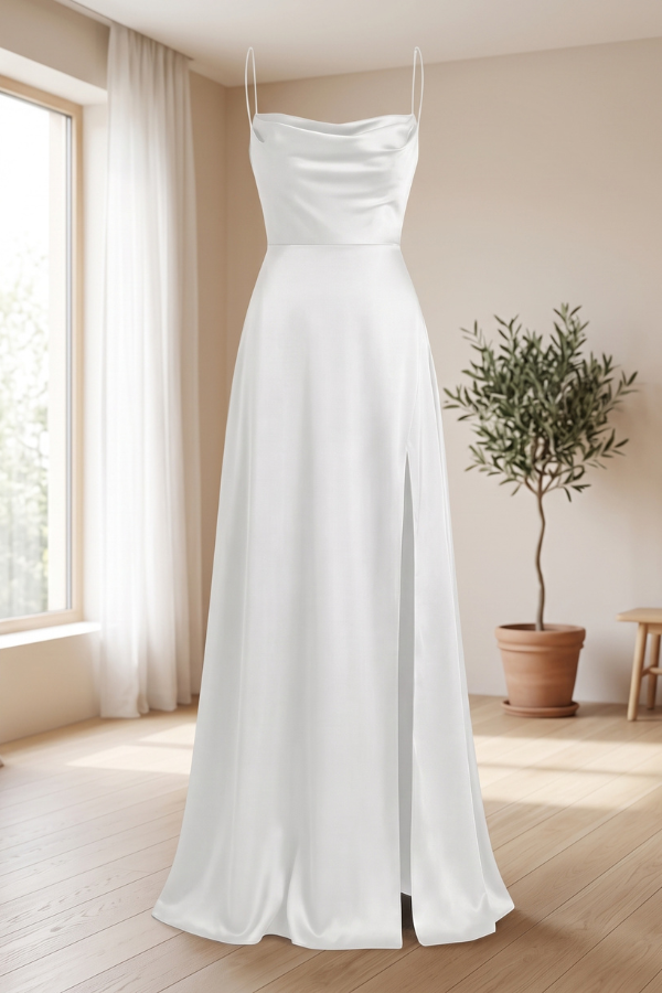 Elegantes Seitenschlitz Lässiges Maxikleid