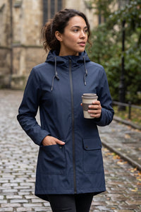 Hooded Longline Zip Front Utility Coat