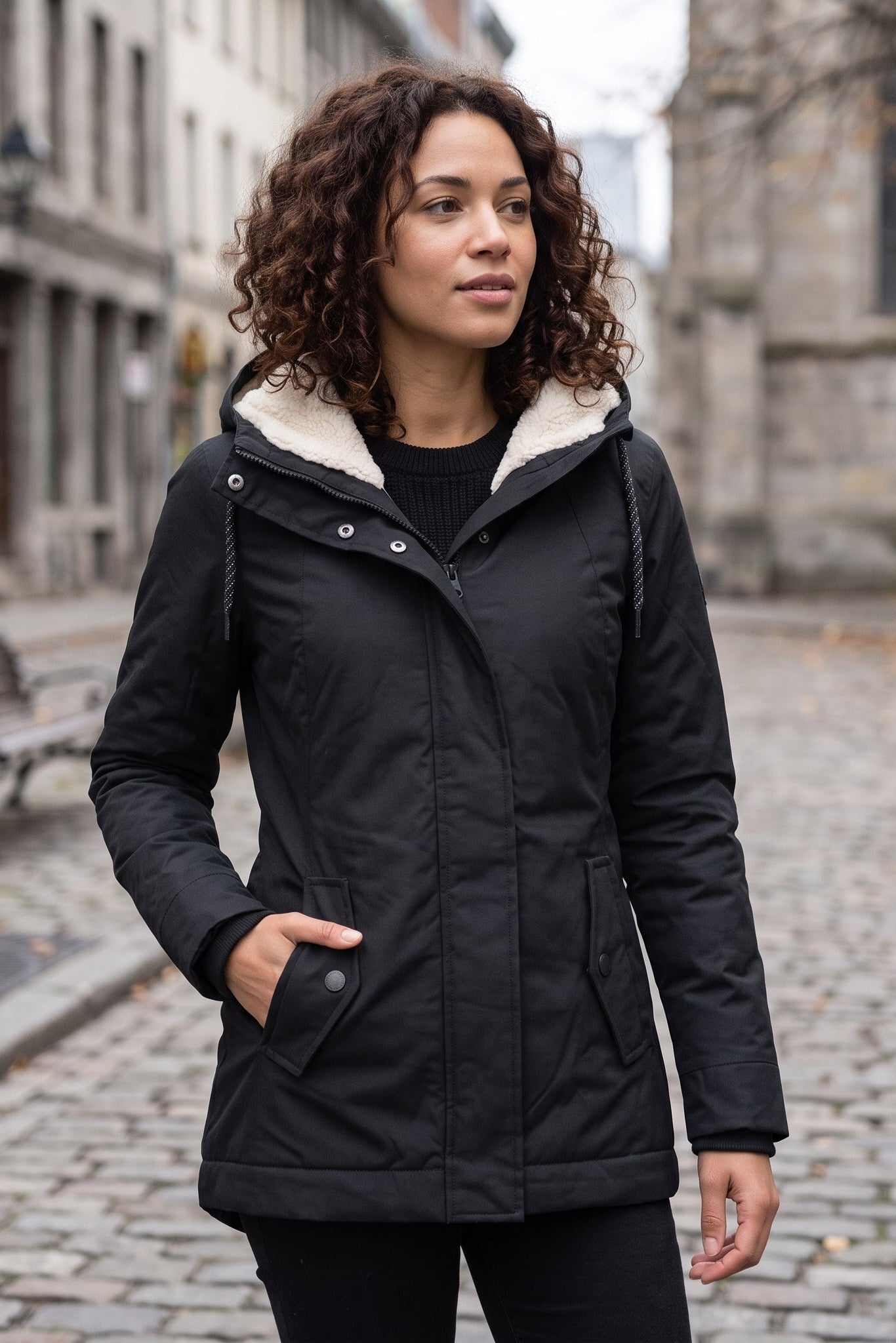 Hooded Longline Button Front Coat