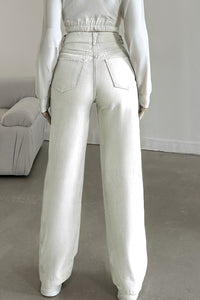 Crisp White Stretch Straight-Leg Jeans for Effortless Style 2