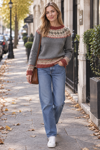 Gemütlicher Strickpullover mit Fair-Isle-Muster