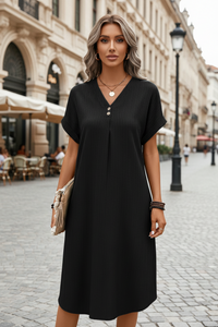Midi V-Neck Dress for Everyday Comfort