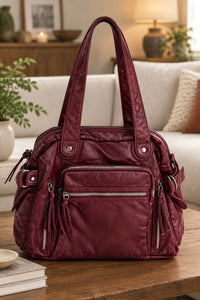 Vintage Inspired Tote Bag with Practical Pocket Details