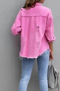 Distressed Denim Button Down Shirt for Effortless Casual Style 4