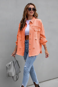 Distressed Denim Button Down Shirt for Effortless Casual Style 5