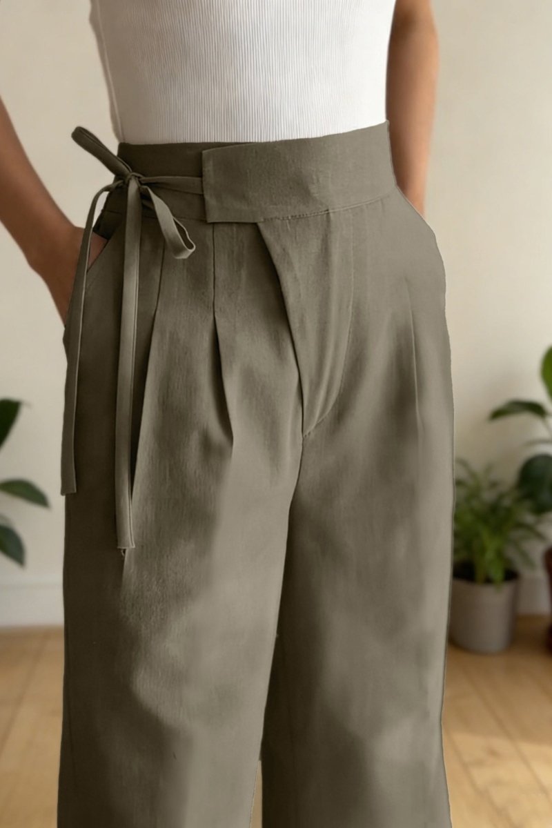 Draped Wide-Leg Casual Slacks for Effortless Elegance 0