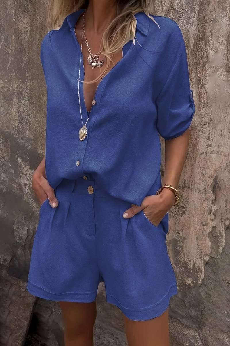 Effortless Linen Shirt and Tailored Shorts Set for Warm Days 3