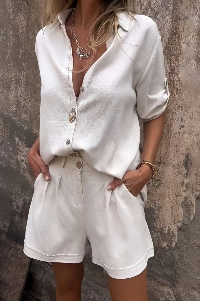 Effortless Linen Shirt and Tailored Shorts Set for Warm Days 4