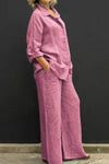 Effortless Linen Top and Loose Straight Pants Set for Chic Comfort 0