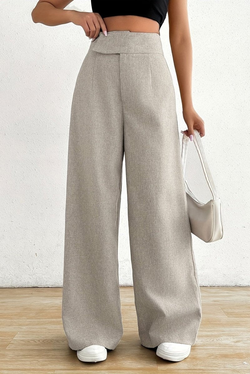 Elegant Asymmetrical Waist Wide Leg Pants for Sophisticated Style 0