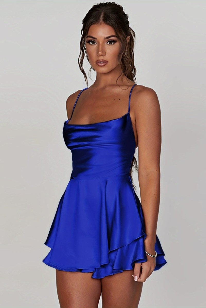 Elegant Backless Halter Neck Cocktail Dress for Wedding Guests and Formal Events 11