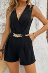 Elegant Black Jumpsuit with Deep V-Neck and Wide-Leg Cut 0