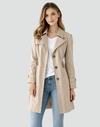 Elegant Black Trench Coat - Lightweight Slim Fit with Classic Collar and Pockets 1