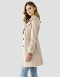 Elegant Black Trench Coat - Lightweight Slim Fit with Classic Collar and Pockets 3