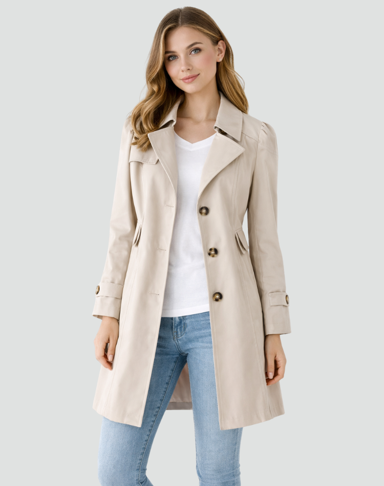 Elegant Black Trench Coat - Lightweight Slim Fit with Classic Collar and Pockets 4
