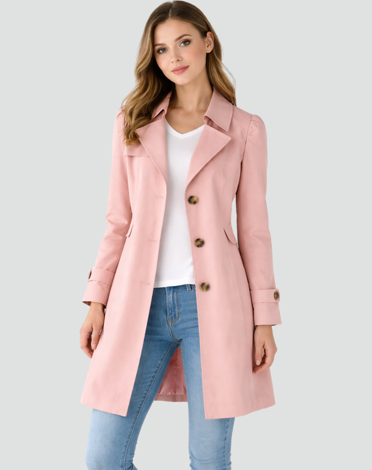 Elegant Black Trench Coat - Lightweight Slim Fit with Classic Collar and Pockets 5