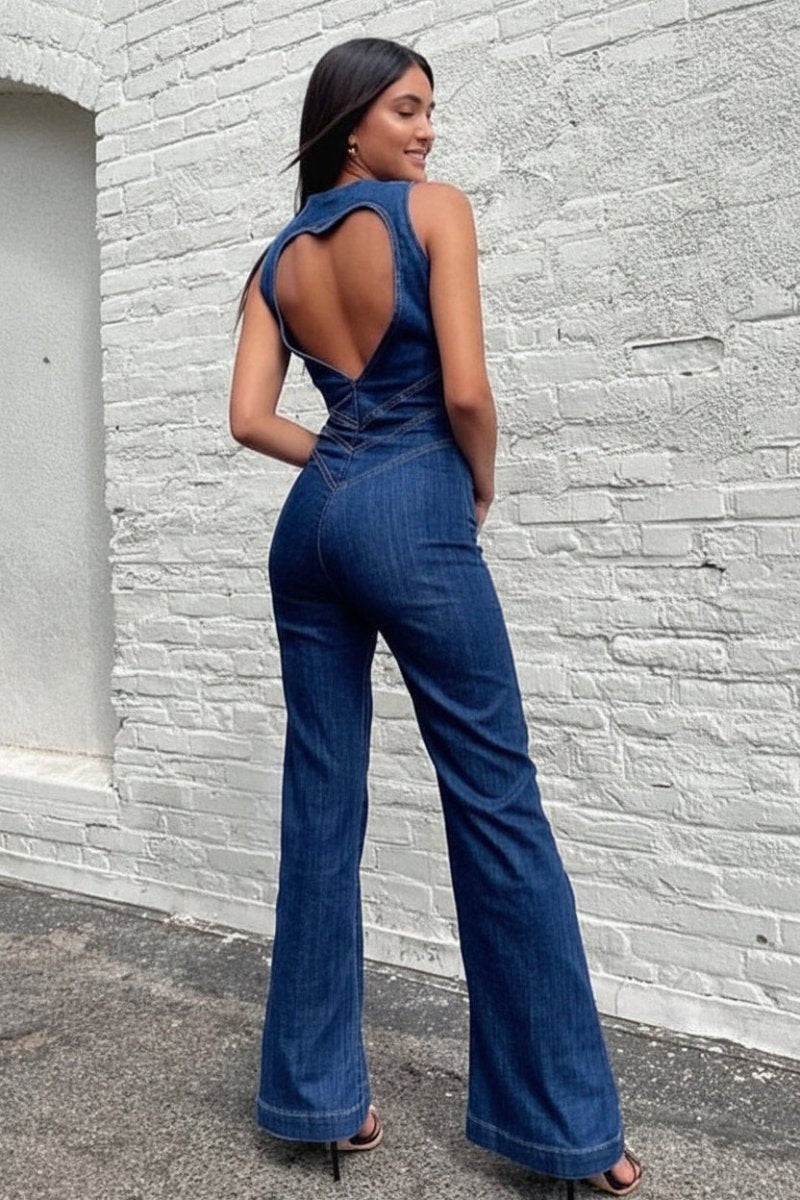Elegant Bodycon Jumpsuit with Sweetheart Neckline and Backless Design 0