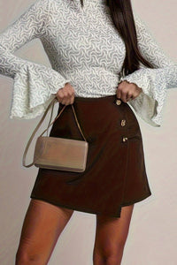 Elegant Brown Tailored Skort for Versatile Styling and Comfort 3