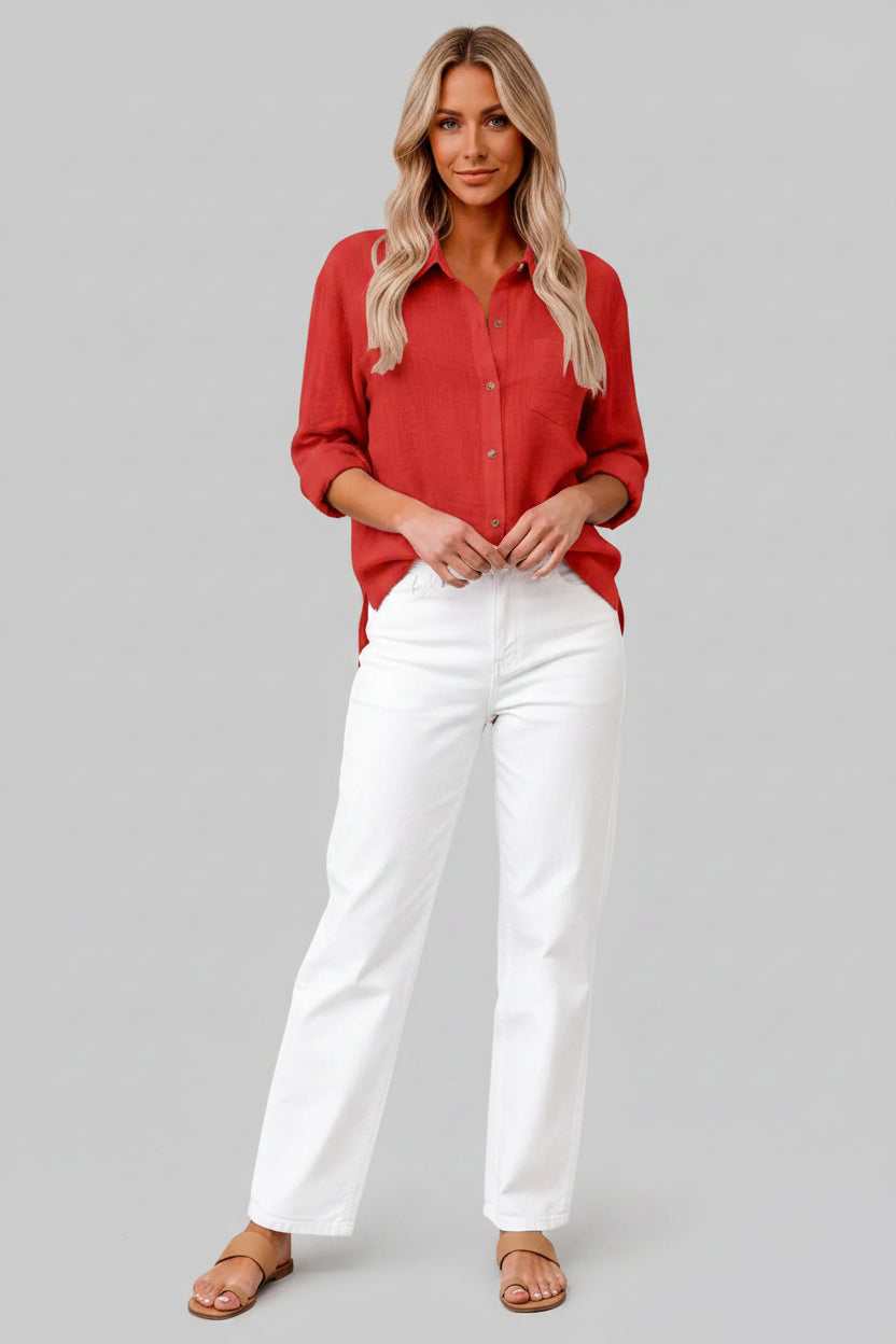 Elegant Cotton Linen Long Sleeve Womens Shirt - Casual Blouse for All Occasions 15